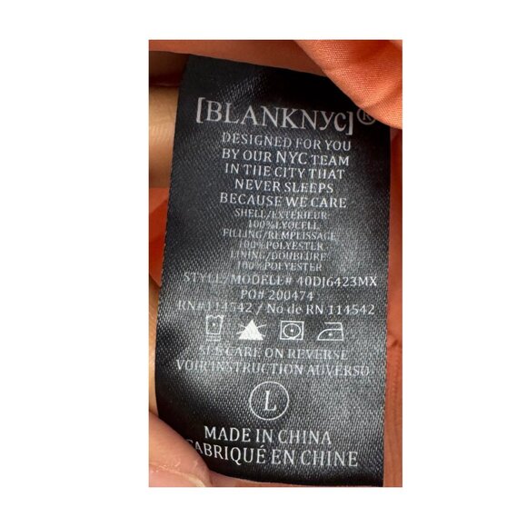 BLANK NYC Quilted Puffer Sunset Orange Y2K Bomber Pastel 90s Winter Jacket - Picture 8 of 8